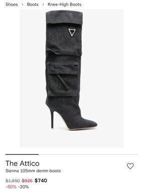 The Attico Dark Denim Knee Stiletto Boots